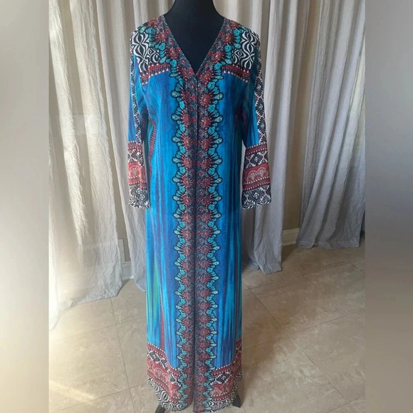 Venus La Moda Turkish Dream Rhinestone Embelished Beach Cover Up Maxi Dress L/XL - Picture 8 of 9